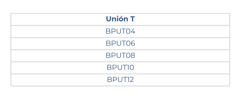 Medidas del conector union T