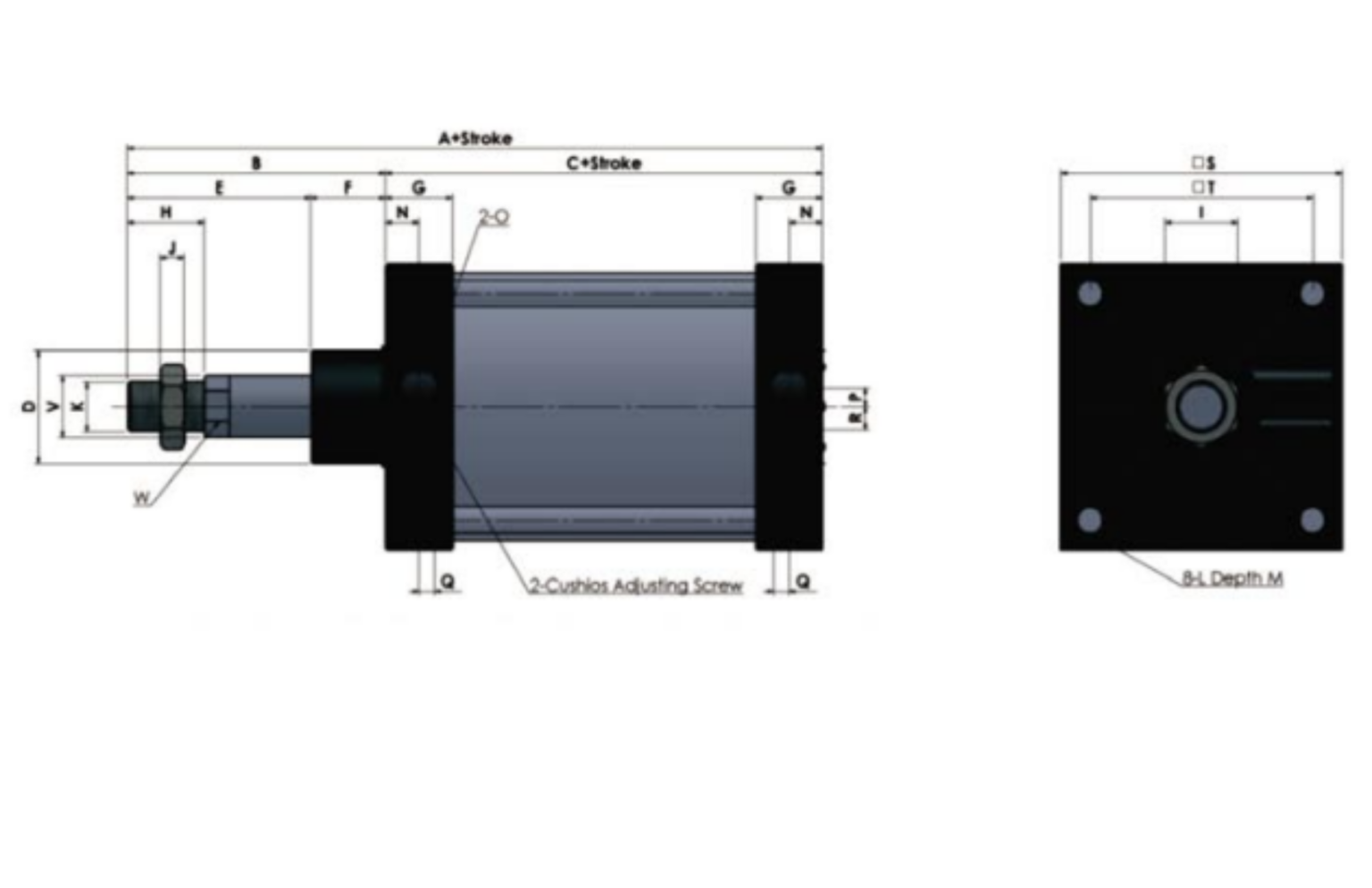 Dimensiones de un cilindro series YSC/YSQ