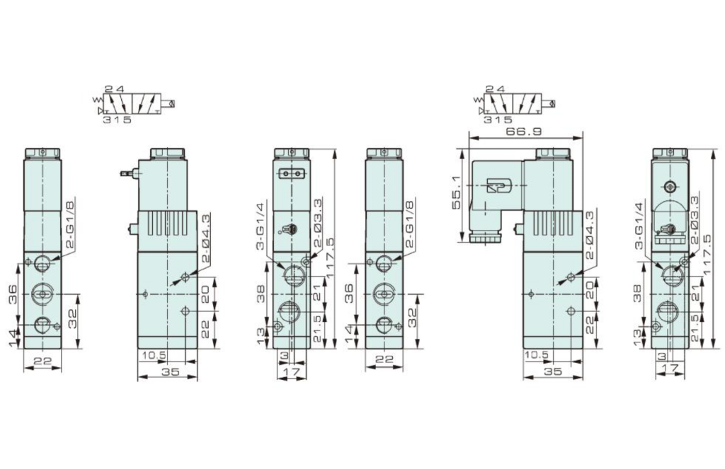 Dimensiones válvulas didacticas