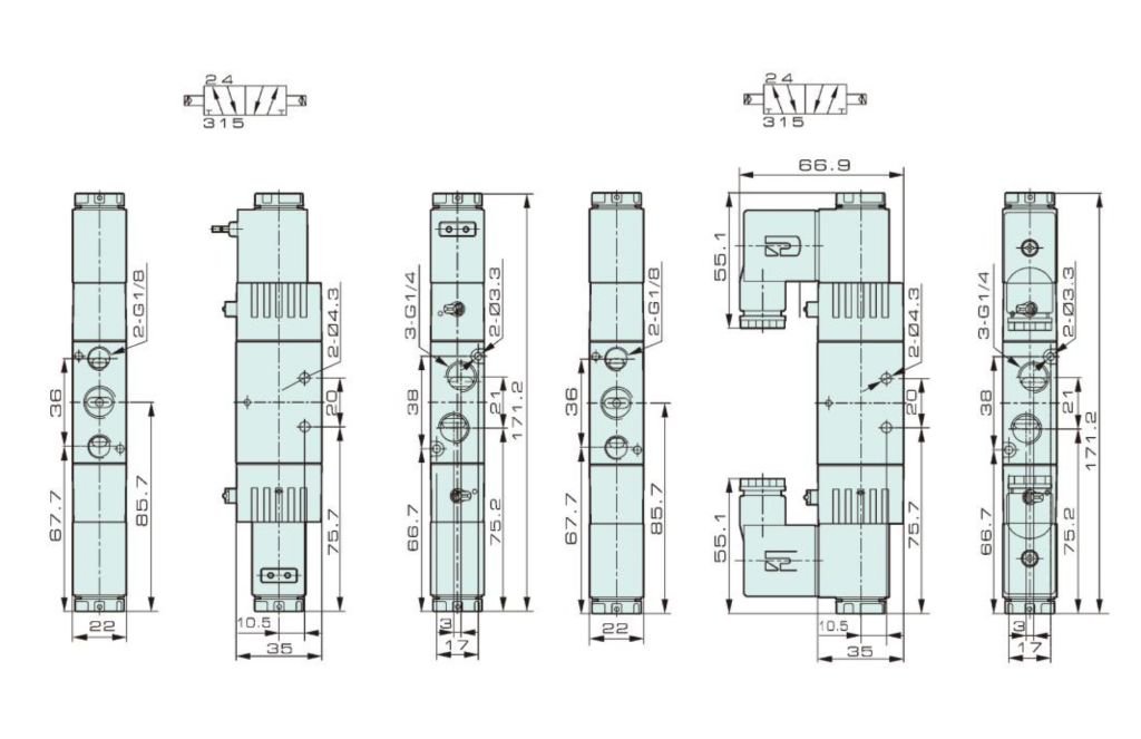 Dimensiones válvulas didacticas