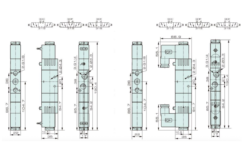 Dimensiones válvulas didacticas