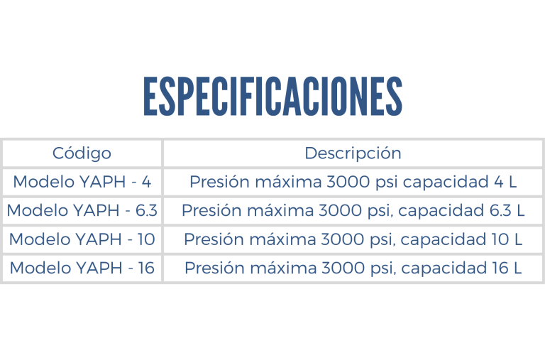 especificaciones de un acumulador de presion