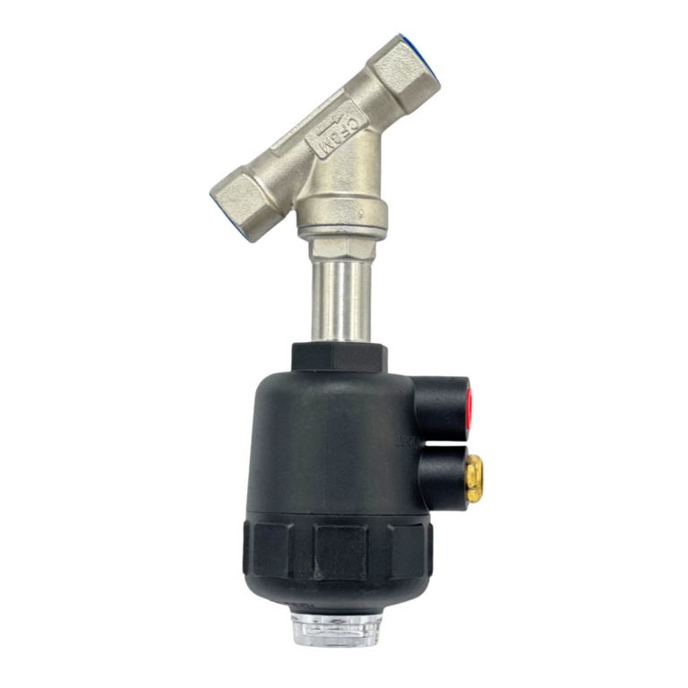 Valvula de cierre angular con actuador de plastico