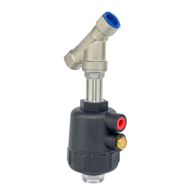 Valvula de cierre angular con actuador de plastico